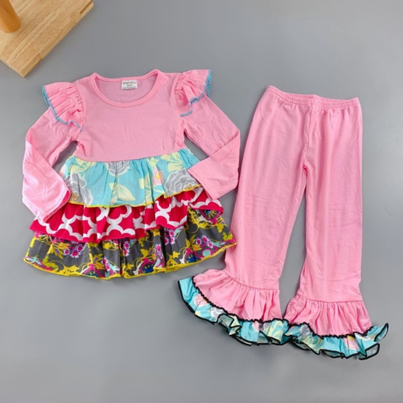 Other - Boutique Pink Ruffle Tunic Leggings Outfit